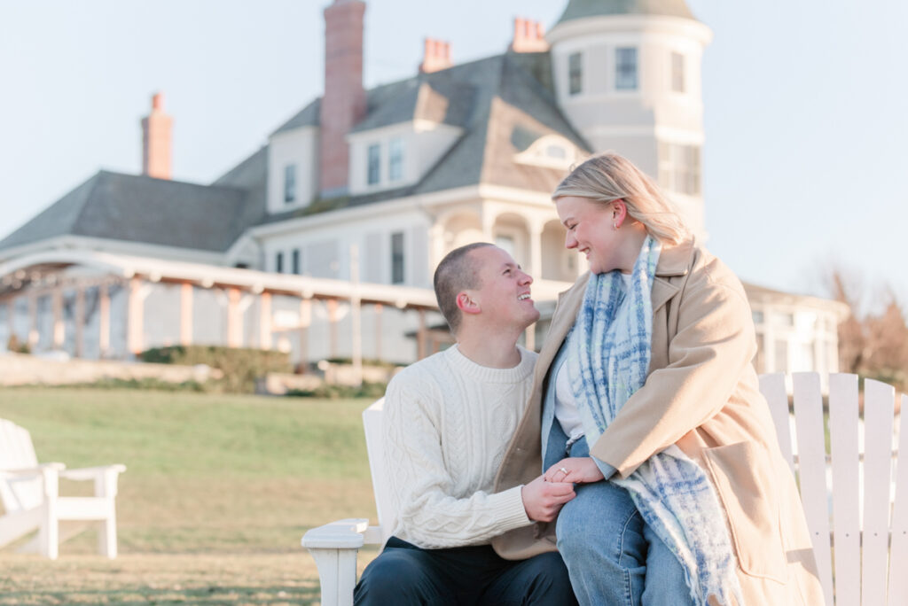 castle hill engagement on the lawn