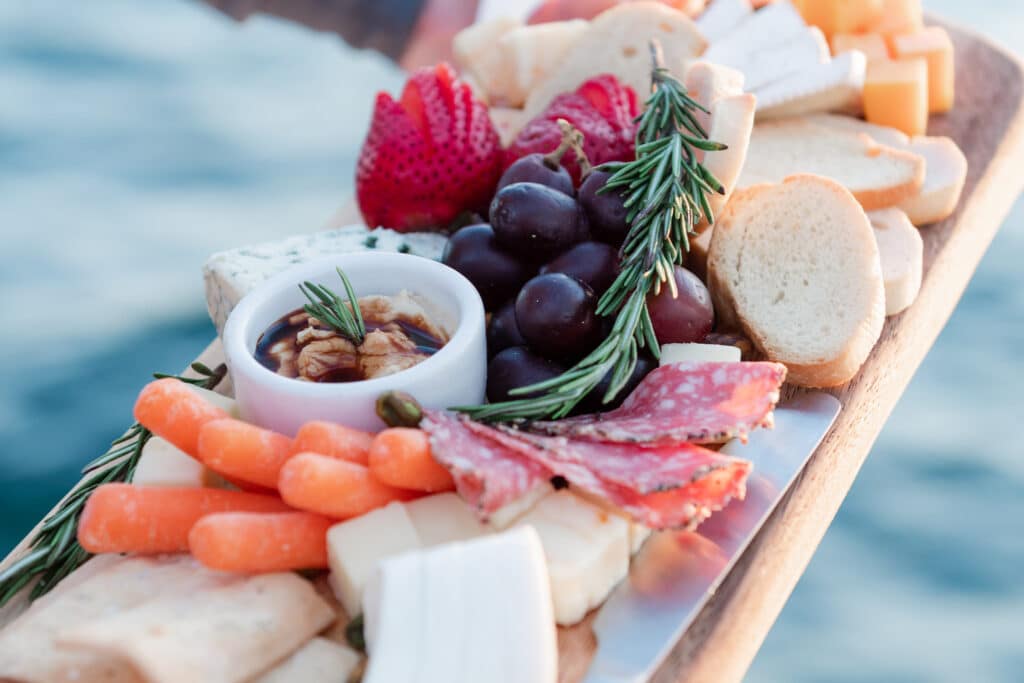 charcuterie board on private chrter