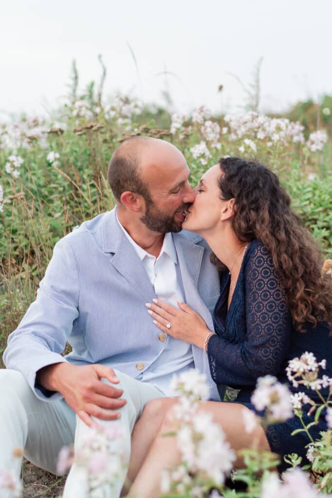 couple kisses after proposal