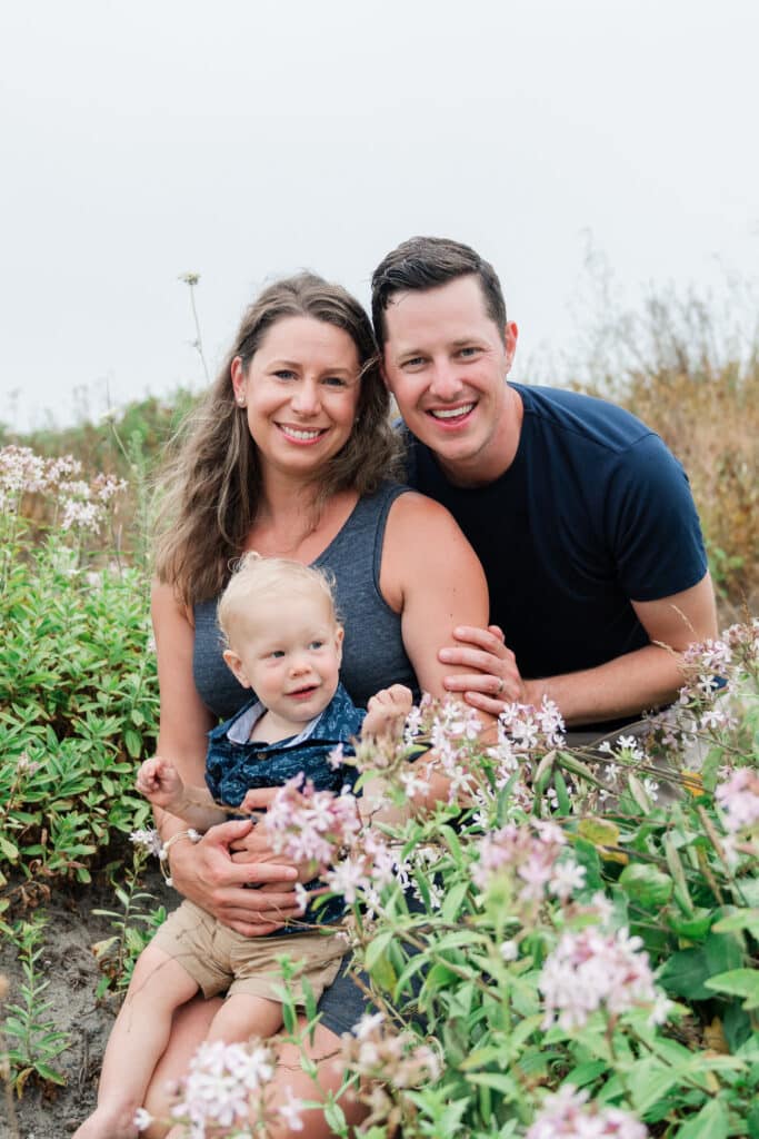 couple smiles for middletown family portraits