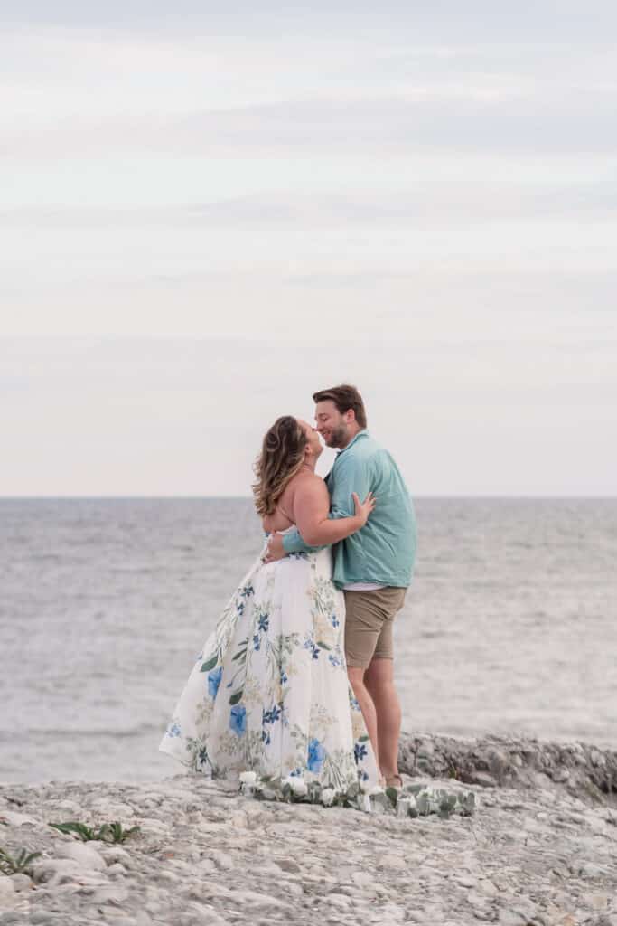 couple smiles after middletown proposal