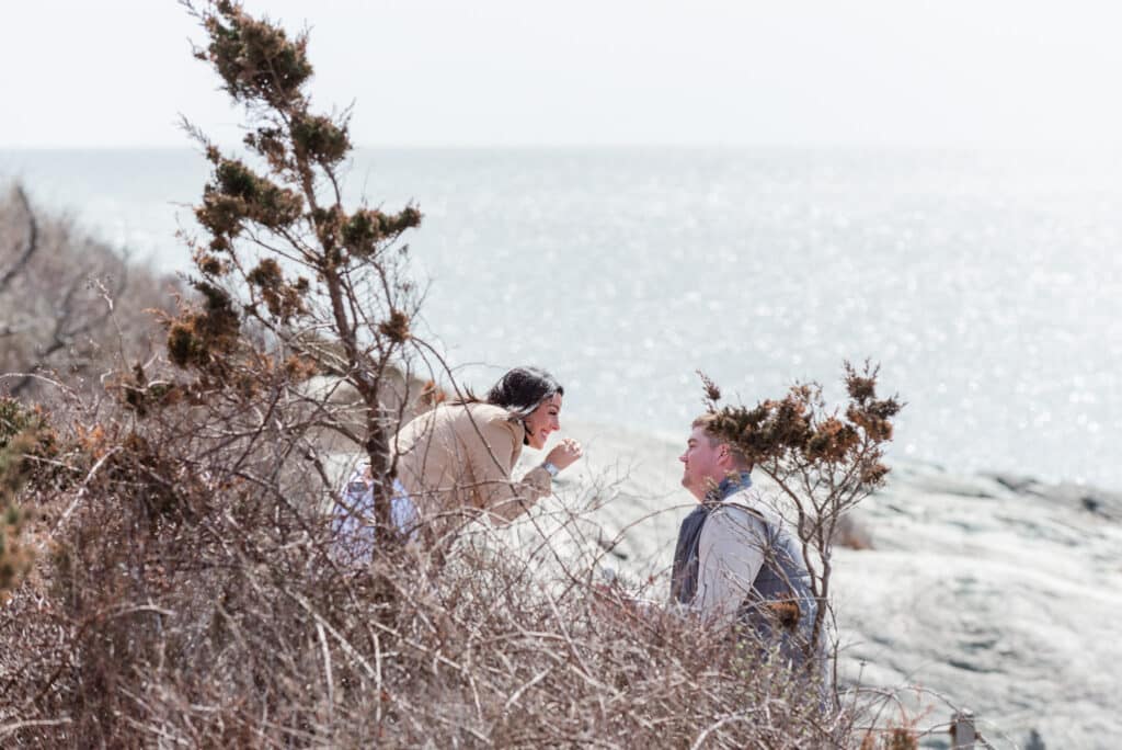 girl laughs during proposal