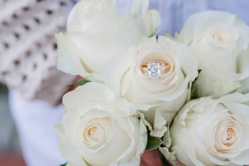 engagement ring in roses