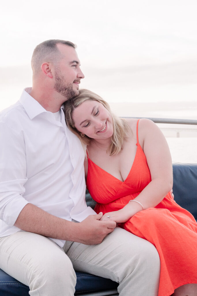 newport proposal on a boat