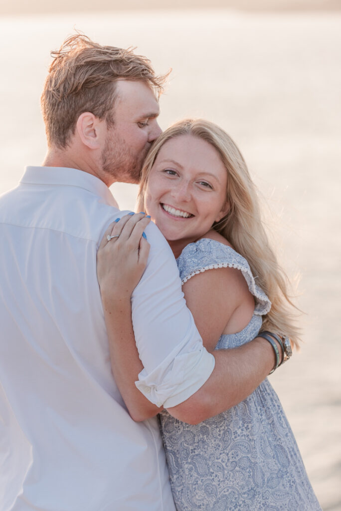 castle hill engagement at sunset