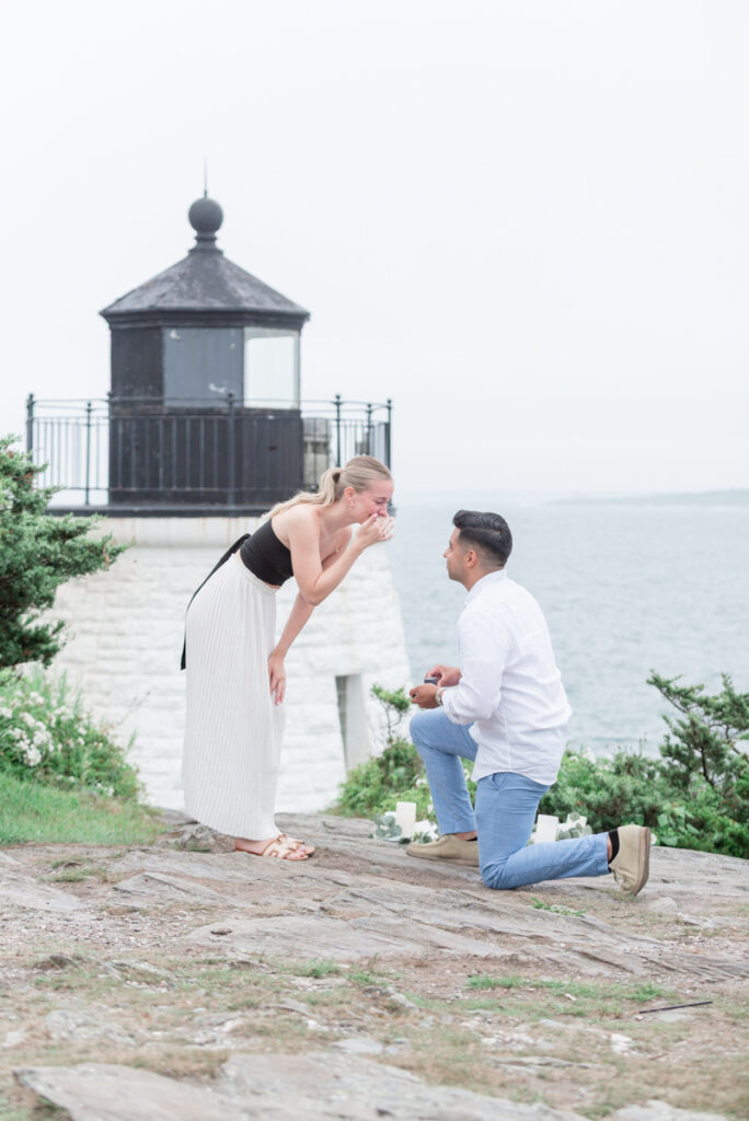 newport proposal photographer at castle hill in newport ri
